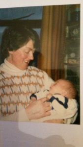 Mum with her first grandchild, Darragh, in 1986